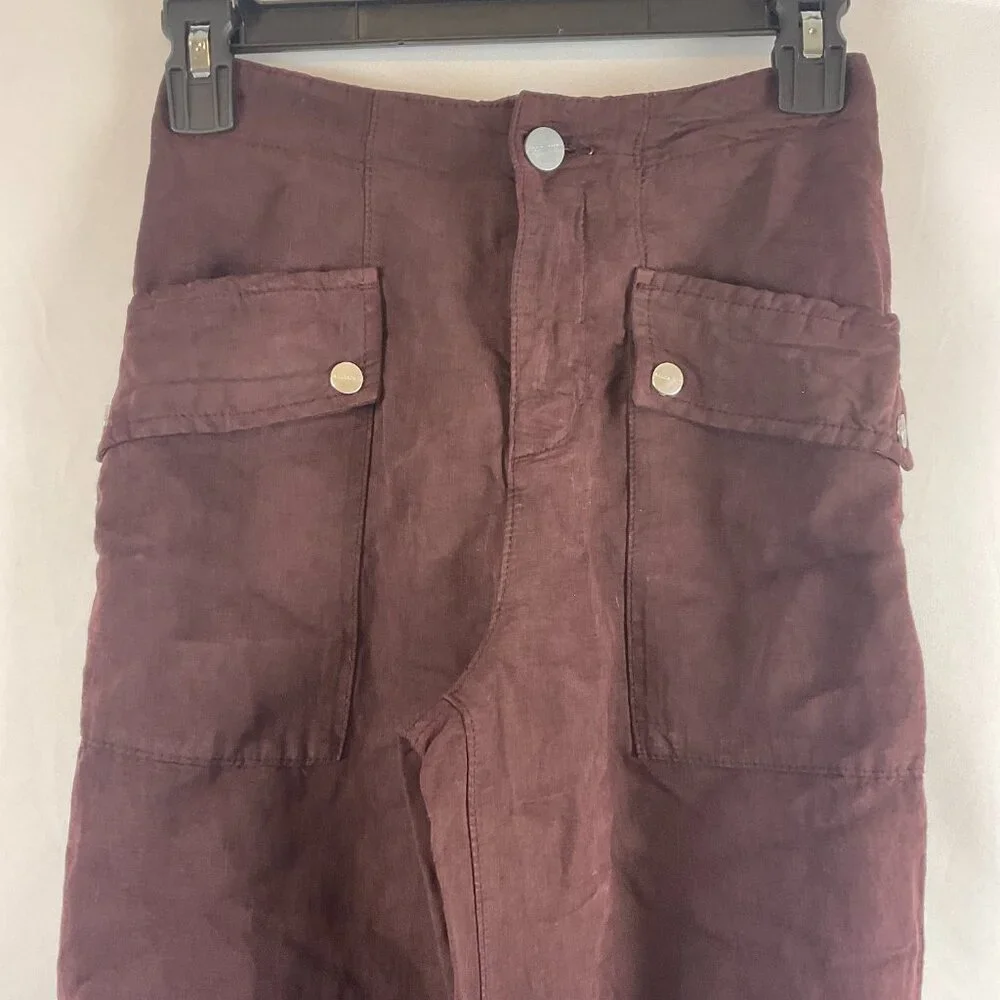 AllSaints Val Trouser Jogger Cargo Pants US 0 Reddish-Brown Snap Pockets
